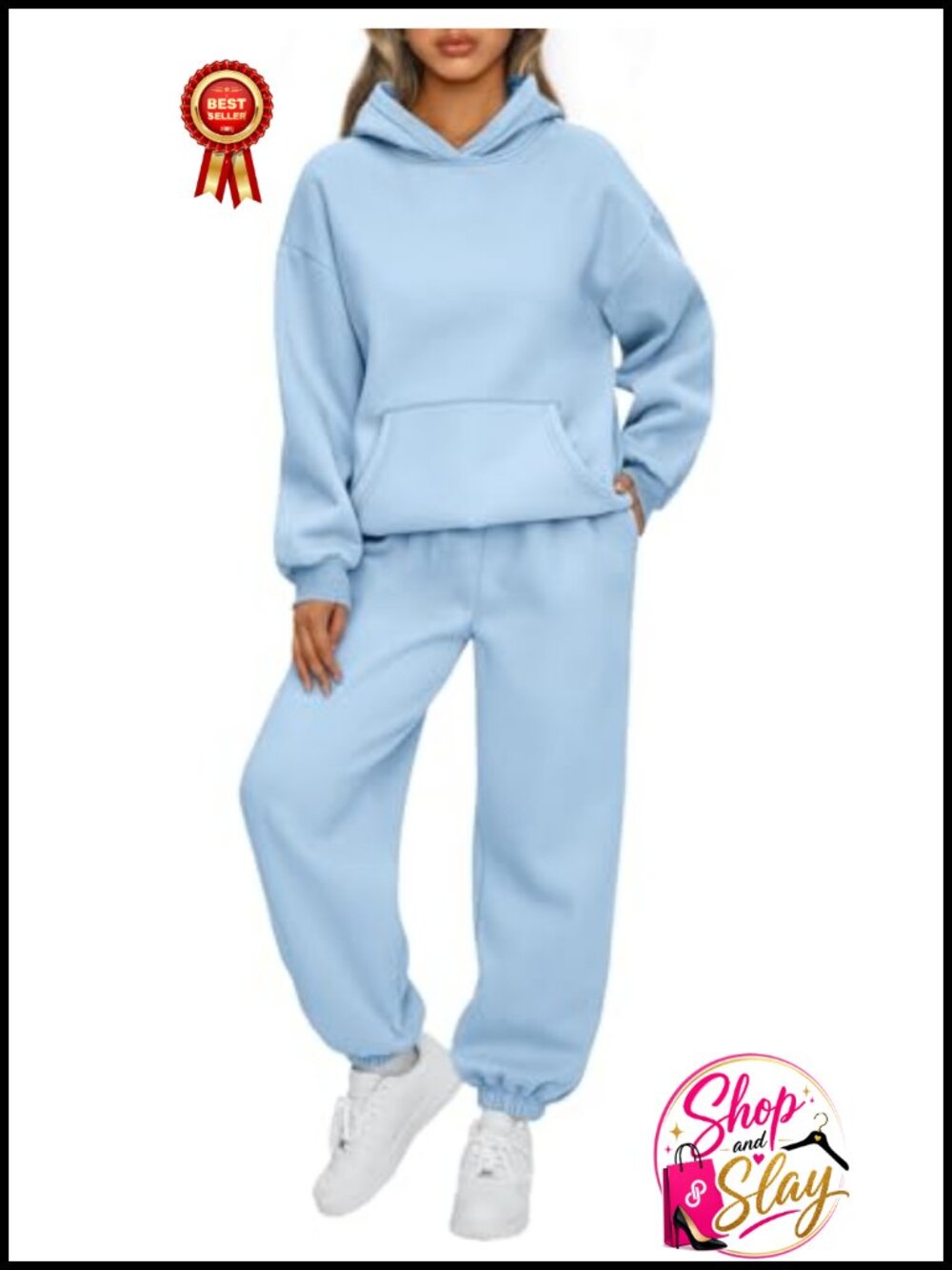 2 Piece Lounge Set Fleece Hoodie Joggers Sweatsuit Matching Set Soft Warm